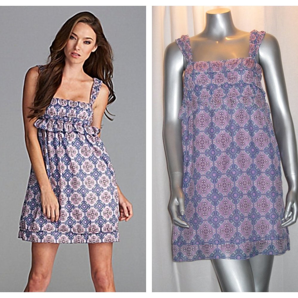 MSSP MAX STUDIO Purple Print Cotton/Silk Dress